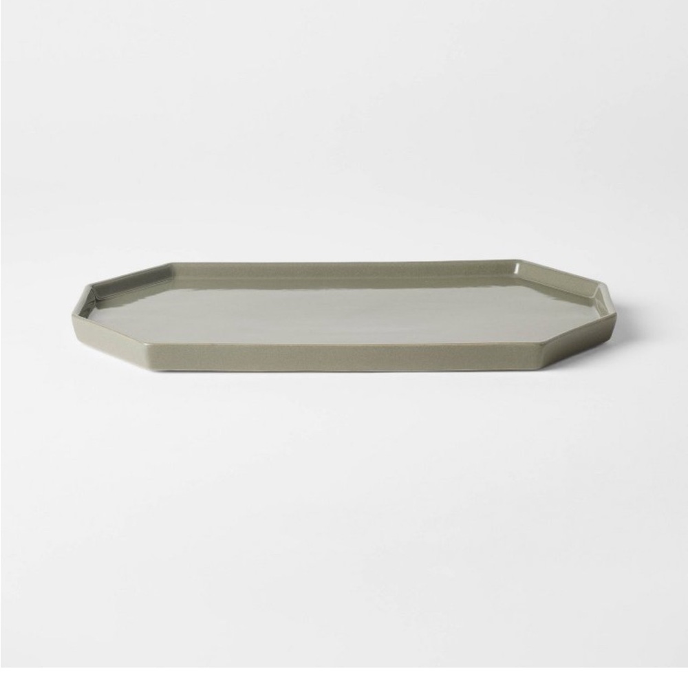 Glossy Ceramic Tray Gray - Threshold™ designed with Studio McGee